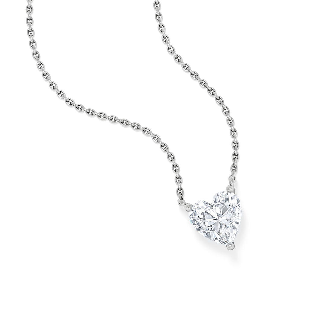 Wanderlust Floating Heart Cut Lab Diamond Solitaire Necklace 1.00ct H/SI in 9K White Gold