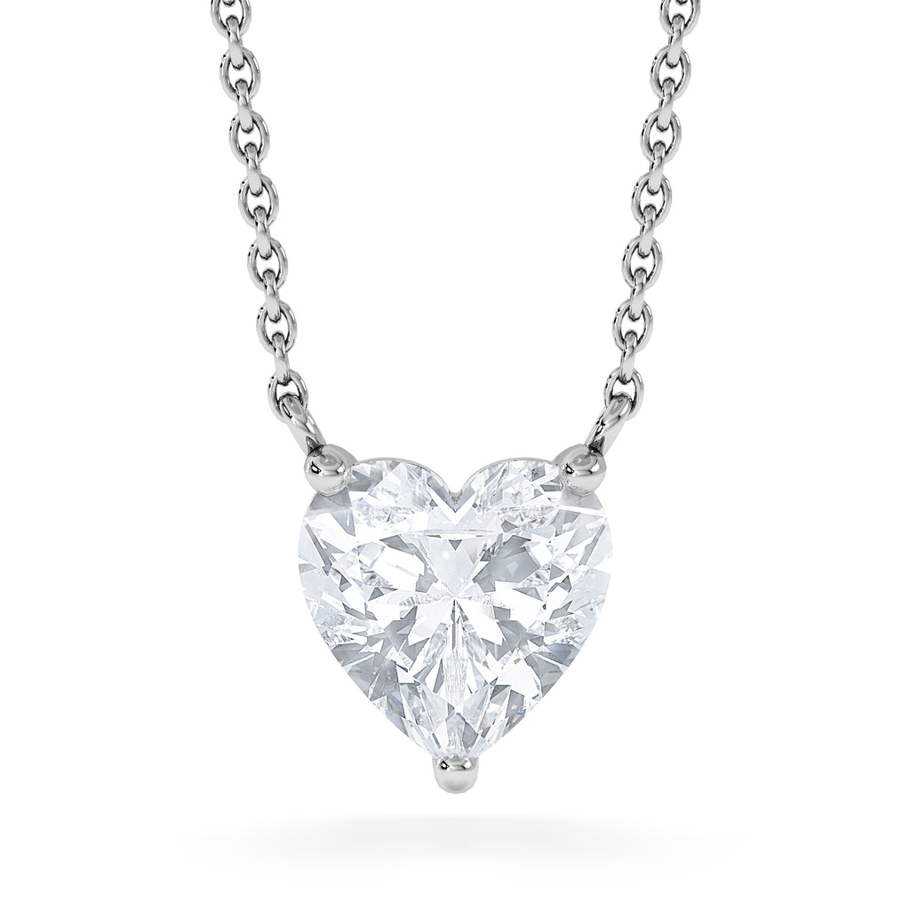 Wanderlust Floating Heart Cut Lab Diamond Solitaire Necklace 1.50ct H/SI in 9K White Gold