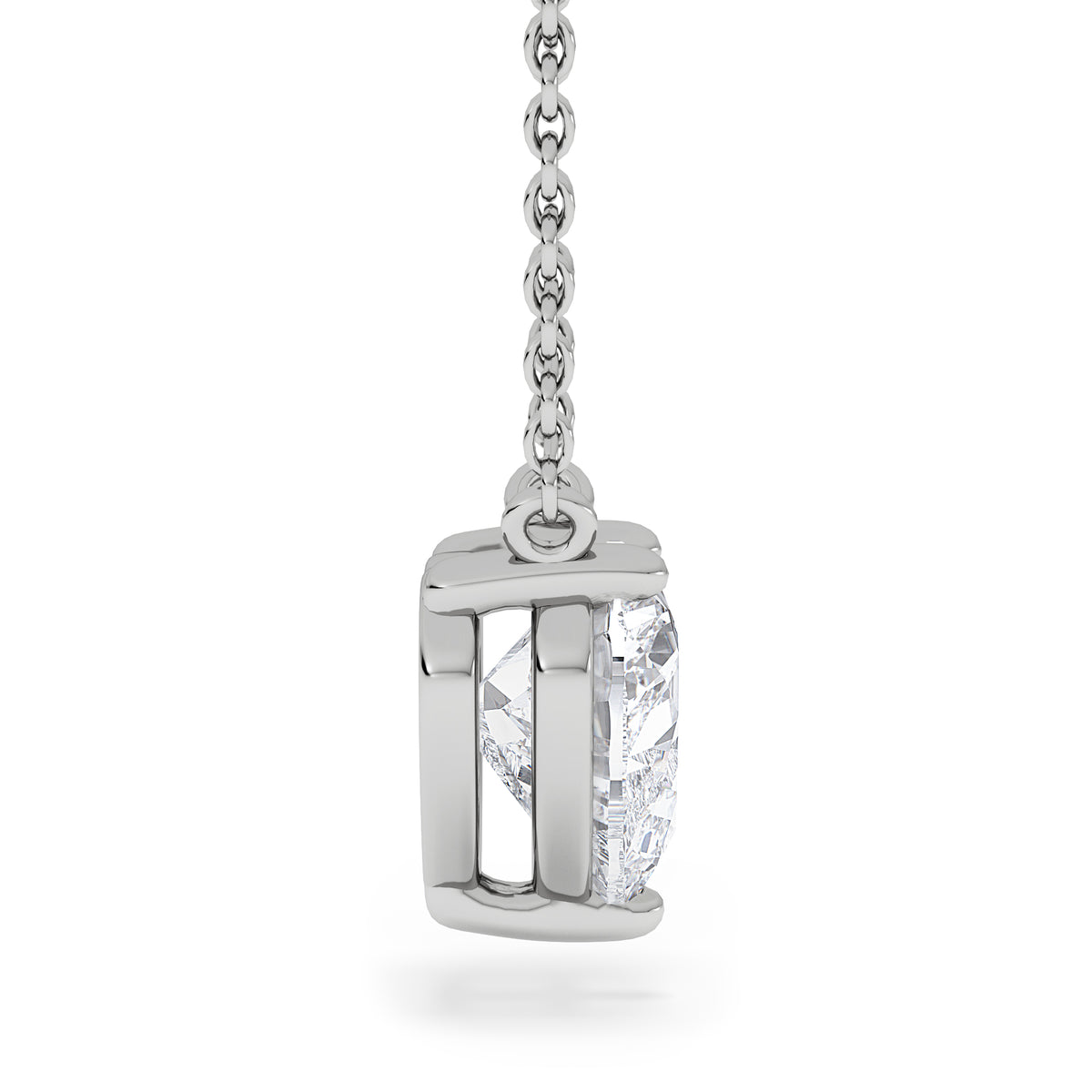 Wanderlust Floating Heart Cut Lab Diamond Solitaire Necklace 1.50ct H/SI in 9K White Gold