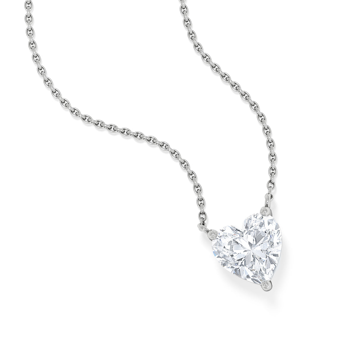 Wanderlust Floating Heart Cut Lab Diamond Solitaire Necklace 1.50ct H/SI in 9K White Gold