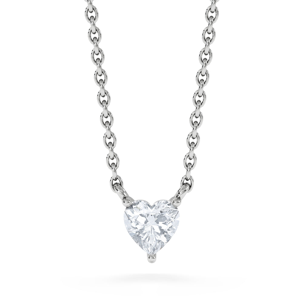 Wanderlust Floating Heart Cut Lab Diamond Solitaire Necklace 0.25ct H/SI in 925 Silver