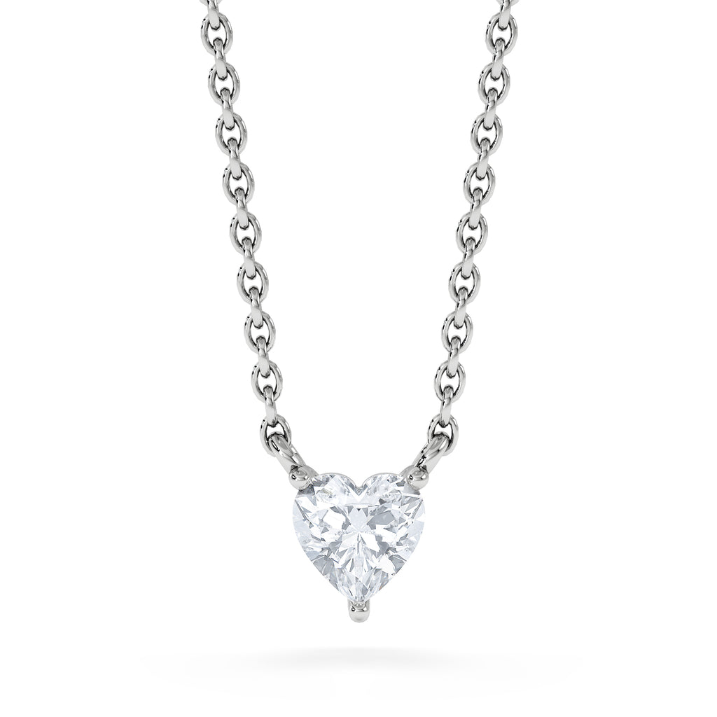 Wanderlust Floating Heart Cut Lab Diamond Solitaire Necklace 0.25ct H/SI in 925 Silver