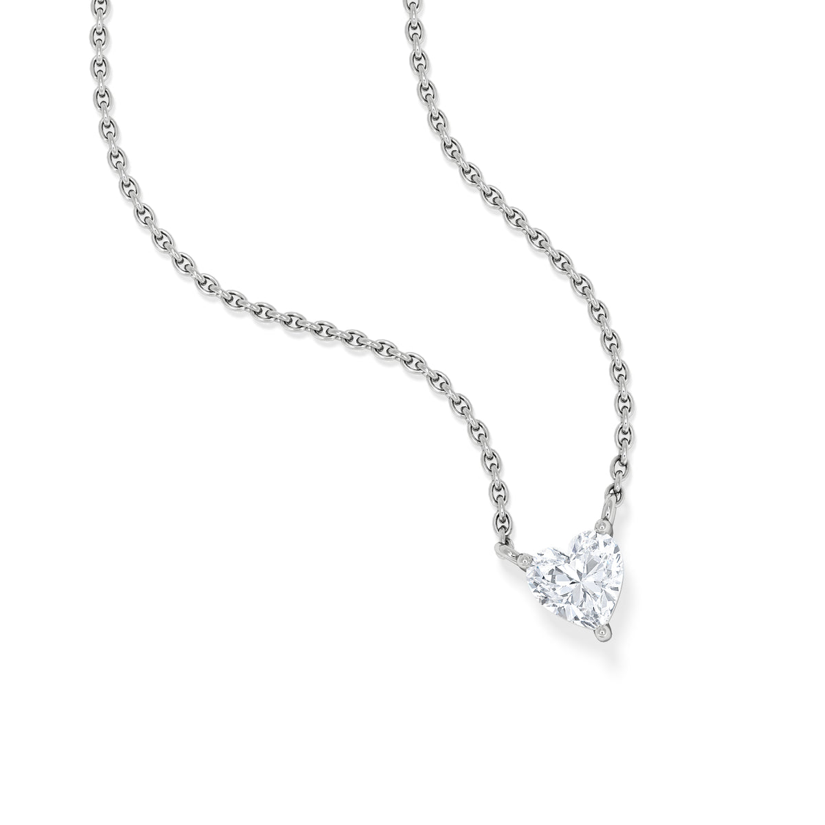 Wanderlust Floating Heart Cut Lab Diamond Solitaire Necklace 0.33ct H/SI in 925 Silver