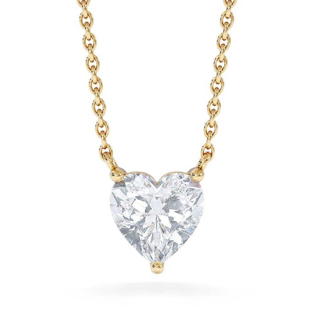 Wanderlust Floating Heart Cut Lab Diamond Solitaire Necklace 1.00ct H/SI in 9K Gold