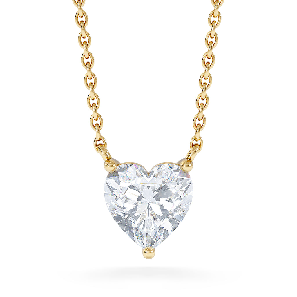 Wanderlust Floating Heart Cut Lab Diamond Solitaire Necklace 1.00ct H/SI in 9K Gold