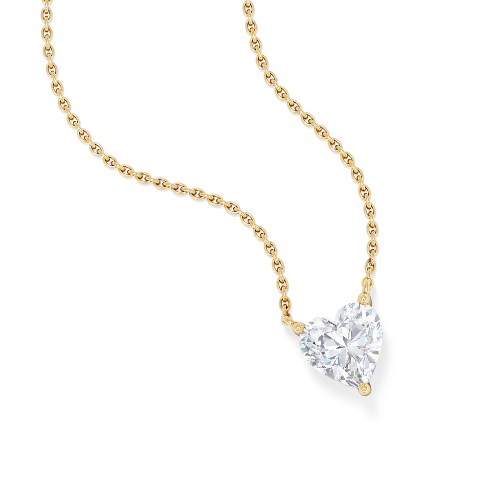 Wanderlust Floating Heart Cut Lab Diamond Solitaire Necklace 1.00ct H/SI in 9K Gold