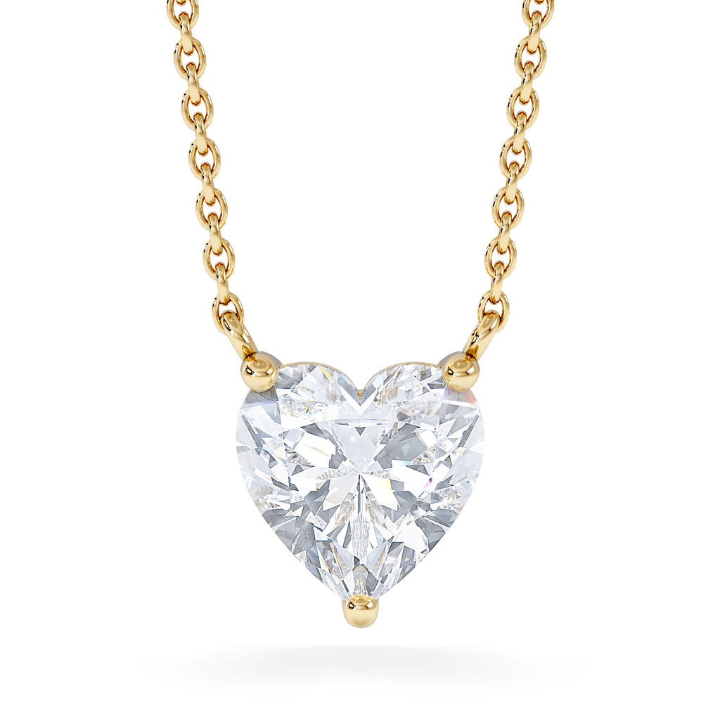 Wanderlust Floating Heart Cut Lab Diamond Solitaire Necklace 1.50ct H/SI in 9K Gold