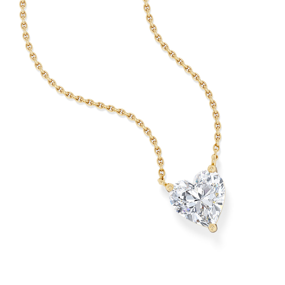 Wanderlust Floating Heart Cut Lab Diamond Solitaire Necklace 1.50ct H/SI in 9K Gold
