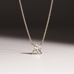 Wanderlust Floating Princess Cut Lab Diamond Solitaire Necklace 1.00ct H/SI in 9K Gold