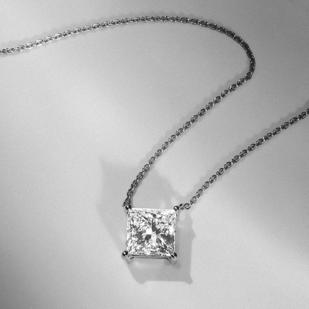 Wanderlust Floating Princess Cut Lab Diamond Solitaire Necklace 2.00ct H/SI in 9K White Gold