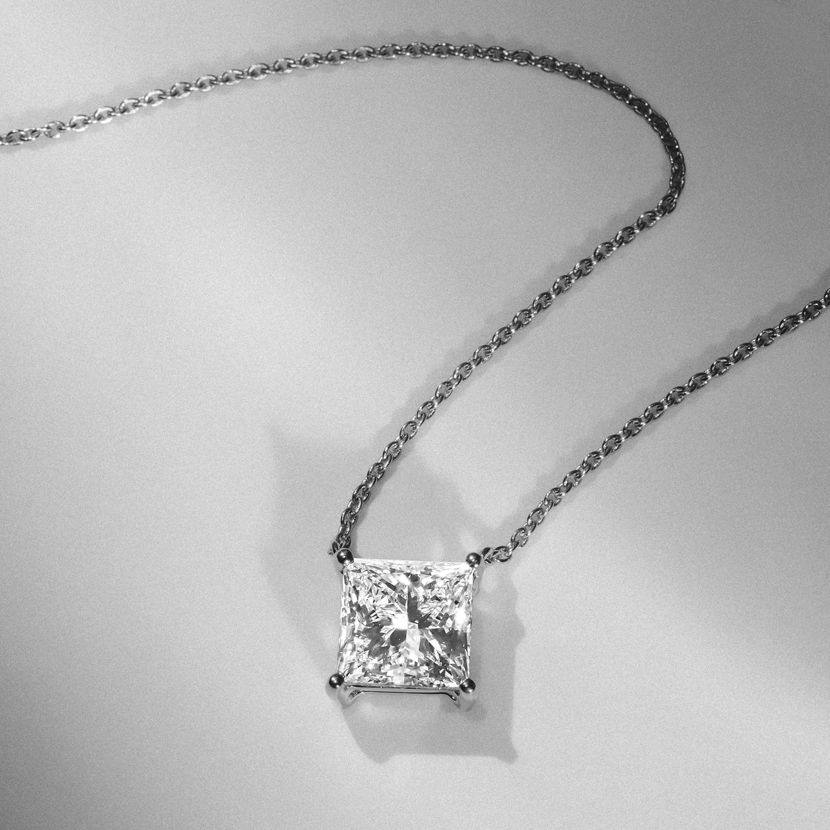 Wanderlust Floating Princess Cut Lab Diamond Solitaire Necklace 2.00ct H/SI in 9K White Gold