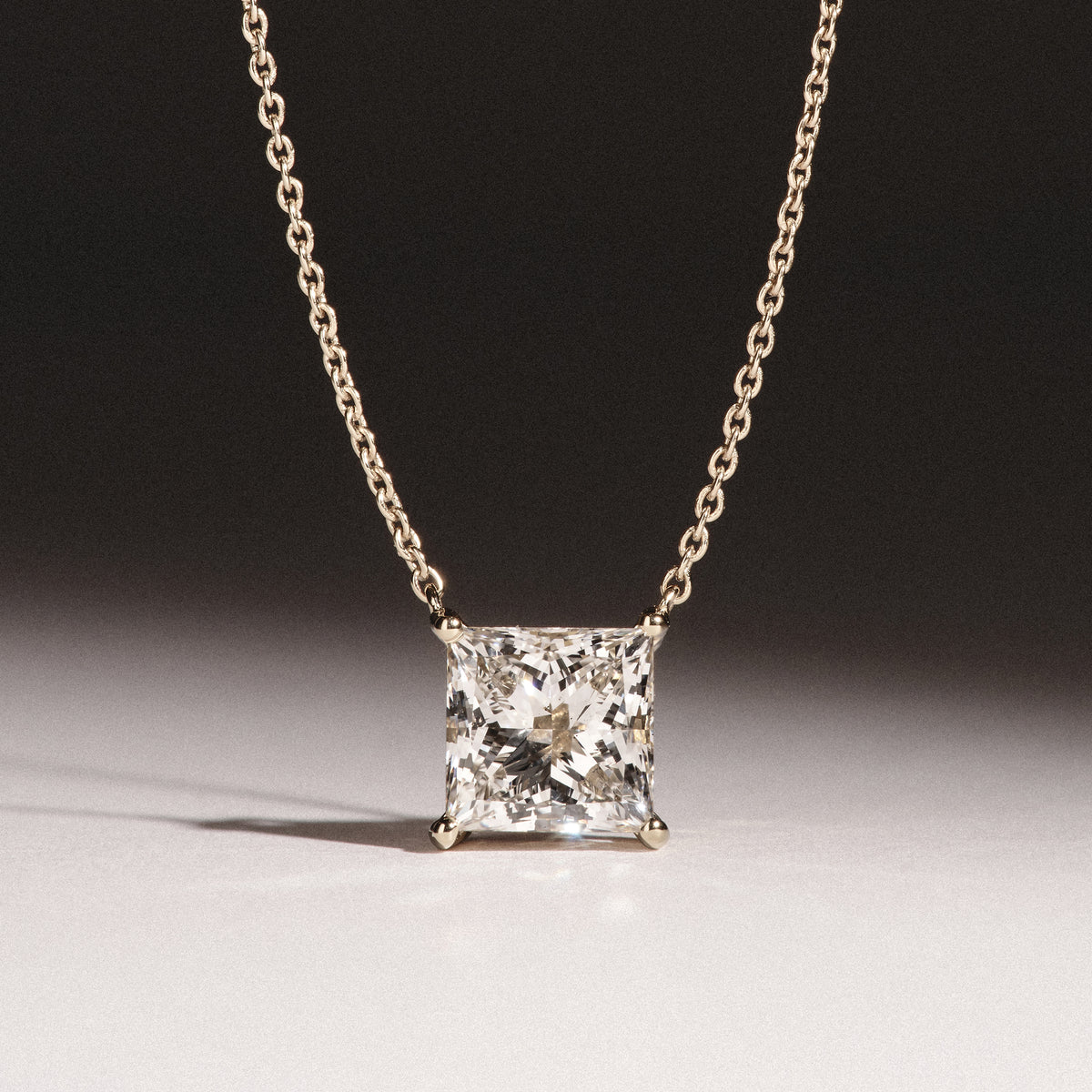 Wanderlust Floating Princess Cut Lab Diamond Solitaire Necklace 2.00ct H/SI in 9K Gold