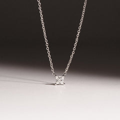 Wanderlust Floating Princess Cut Lab Diamond Solitaire Necklace 0.25ct H/SI in 925 Silver