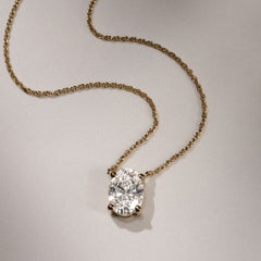 Wanderlust Floating Oval Cut Lab Diamond Solitaire Necklace 1.00ct H/SI in 9K Gold