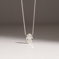 Wanderlust Floating Oval Cut Lab Diamond Solitaire Necklace 1.50ct H/SI in 9K White Gold