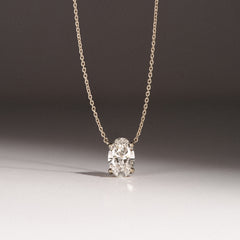Wanderlust Floating Oval Cut Lab Diamond Solitaire Necklace 1.50ct H/SI in 9K Gold