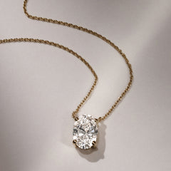 Wanderlust Floating Oval Cut Lab Diamond Solitaire Necklace 1.50ct H/SI in 9K Gold