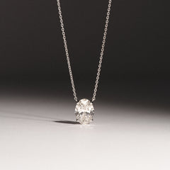 Wanderlust Floating Oval Cut Lab Diamond Solitaire Necklace 2.00ct H/SI in 9K White Gold