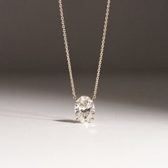 Wanderlust Floating Oval Cut Lab Diamond Solitaire Necklace 2.00ct H/SI in 9K Gold