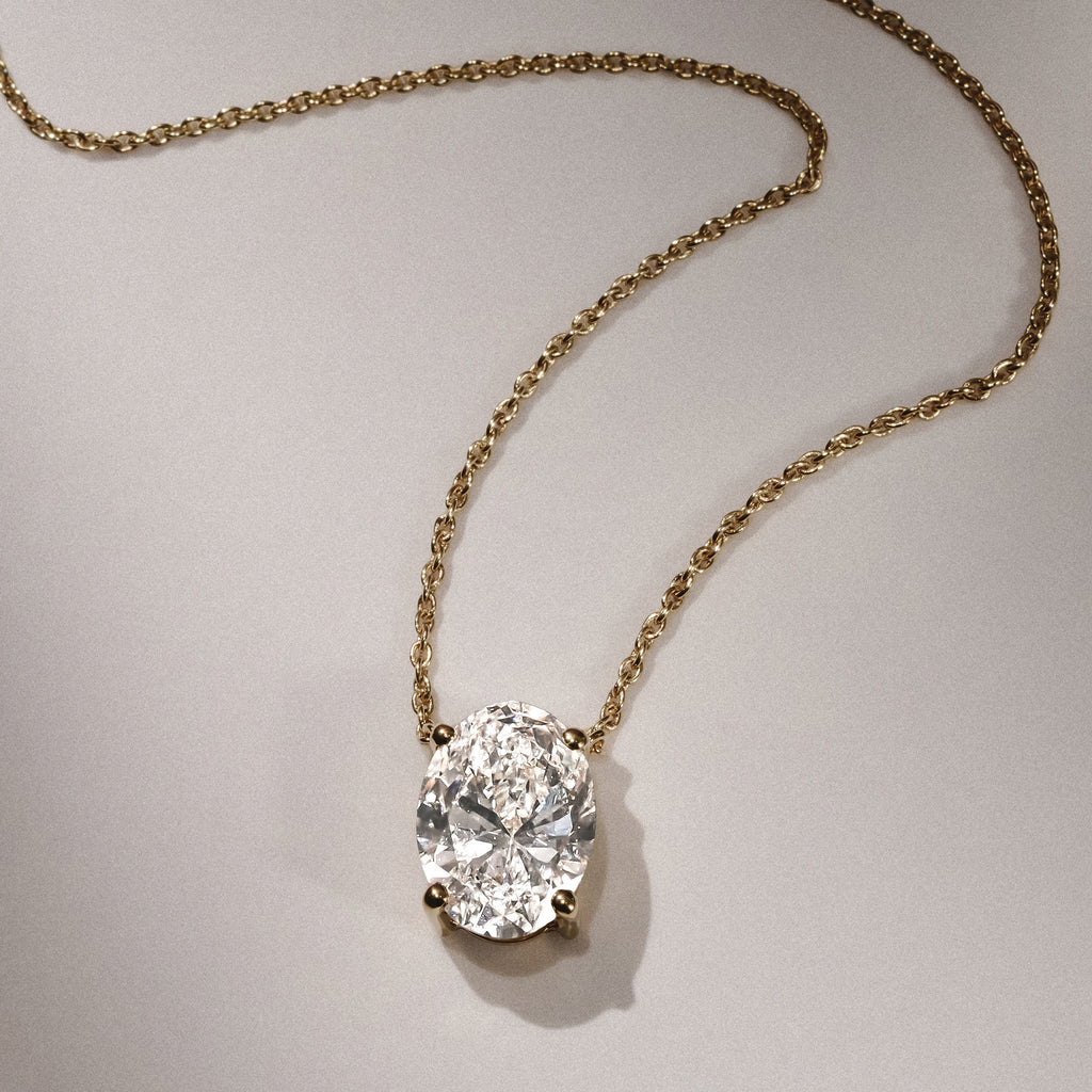 Wanderlust Floating Oval Cut Lab Diamond Solitaire Necklace 2.00ct H/SI in 9K Gold