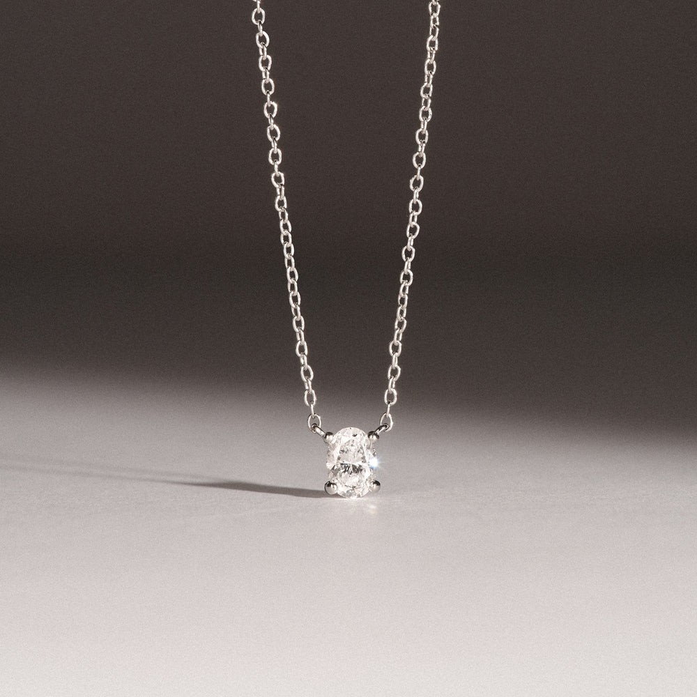 Wanderlust Floating Oval Cut Lab Diamond Solitaire Necklace 0.33ct H/SI in 925 Silver