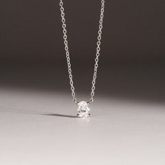 Wanderlust Floating Oval Cut Lab Diamond Solitaire Necklace 0.33ct H/SI in 925 Silver