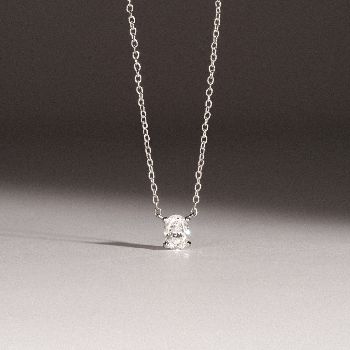 Wanderlust Floating Oval Cut Lab Diamond Solitaire Necklace 0.33ct H/SI in 925 Silver