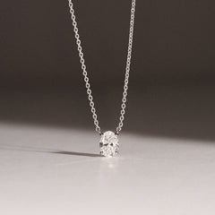 Wanderlust Floating Oval Cut Lab Diamond Solitaire Necklace 0.50ct H/SI in 9K White Gold
