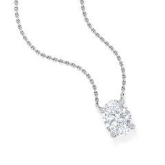 Wanderlust Floating Oval Cut Lab Diamond Solitaire Necklace 1.50ct H/SI in 9K White Gold