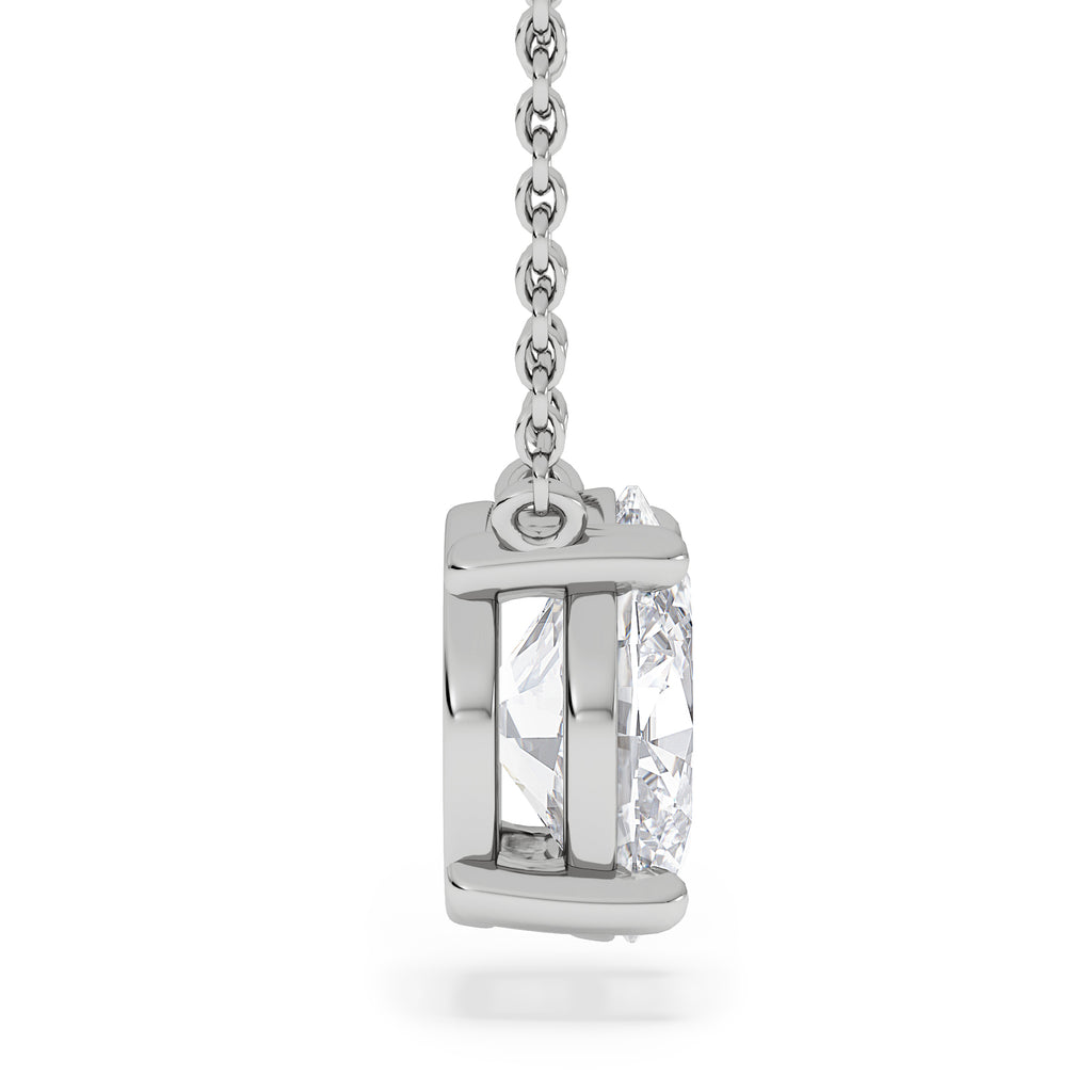 Wanderlust Floating Oval Cut Lab Diamond Solitaire Necklace 2.00ct H/SI in 9K White Gold