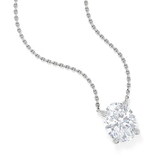 Wanderlust Floating Oval Cut Lab Diamond Solitaire Necklace 2.00ct H/SI in 9K White Gold
