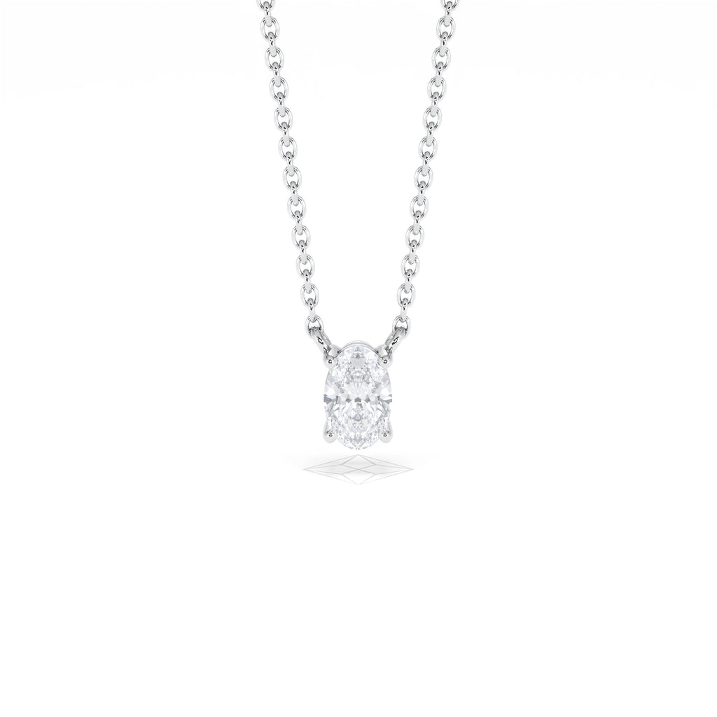 Wanderlust Floating Oval Cut Lab Diamond Solitaire Necklace 0.33ct H/SI in 925 Silver