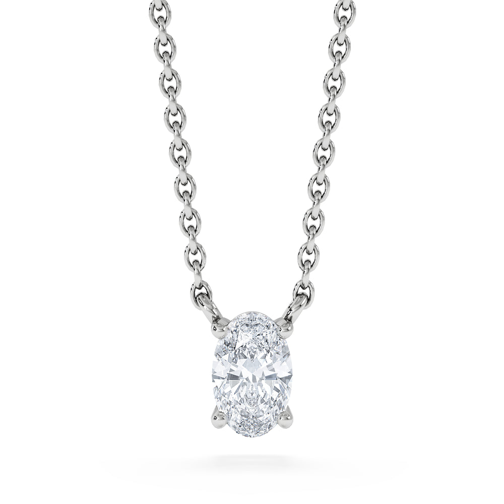 Wanderlust Floating Oval Cut Lab Diamond Solitaire Necklace 0.33ct H/SI in 925 Silver