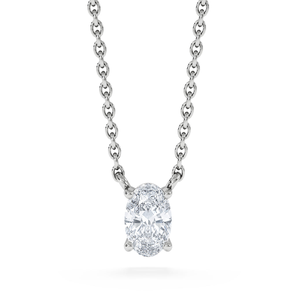 Wanderlust Floating Oval Cut Lab Diamond Solitaire Necklace 0.33ct H/SI in 925 Silver