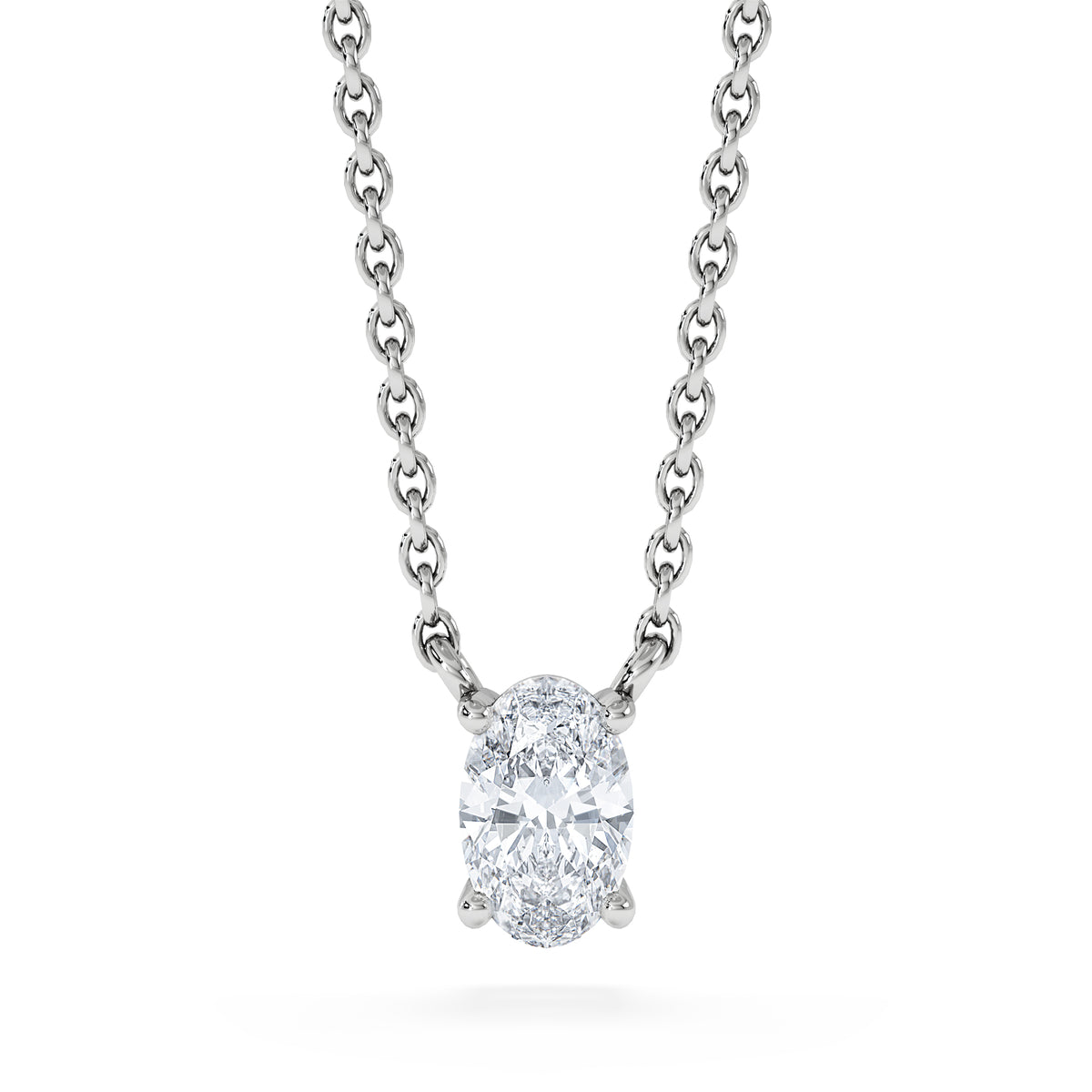 Wanderlust Floating Oval Cut Lab Diamond Solitaire Necklace 0.33ct H/SI in 925 Silver