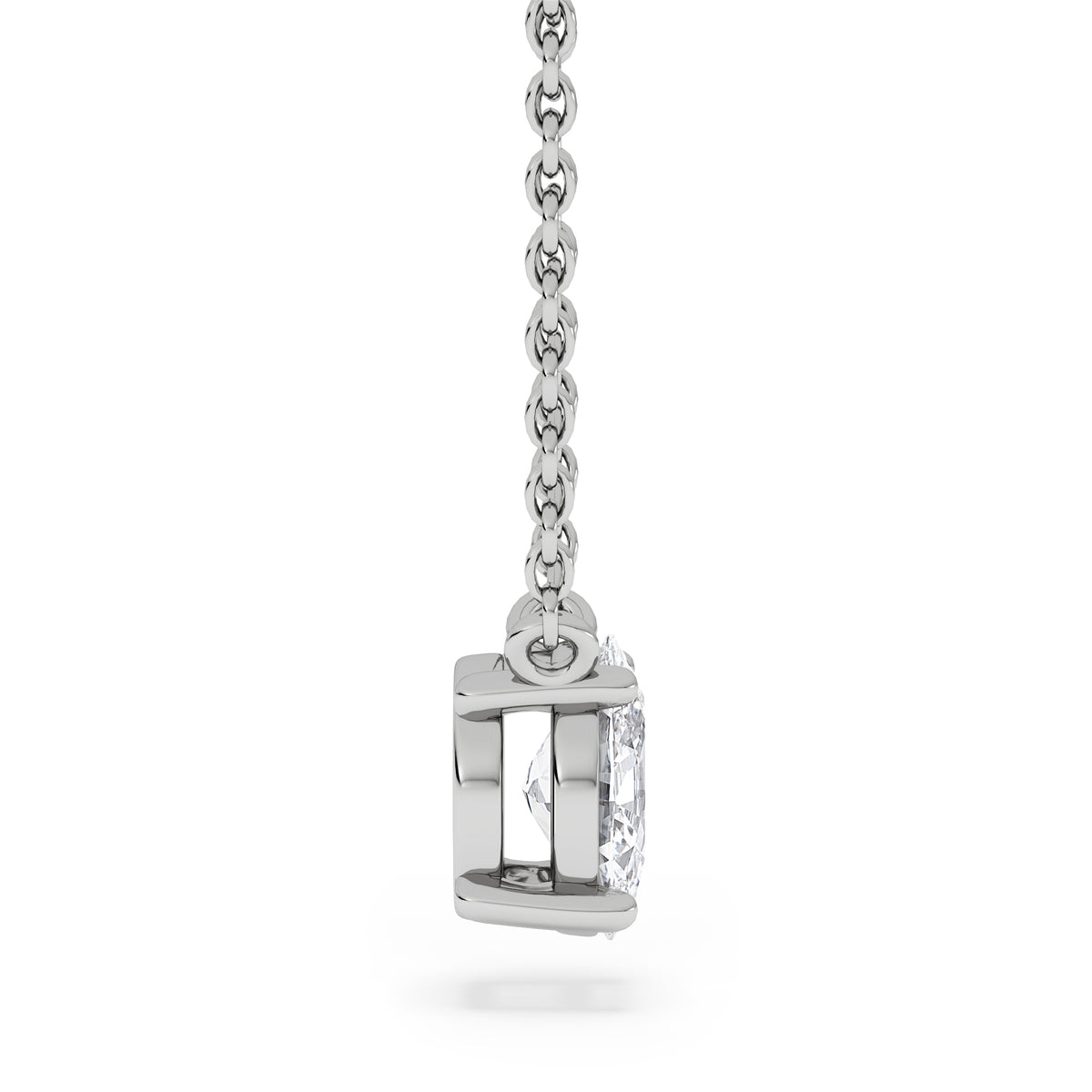 Wanderlust Floating Oval Cut Lab Diamond Solitaire Necklace 0.50ct H/SI in 9K White Gold