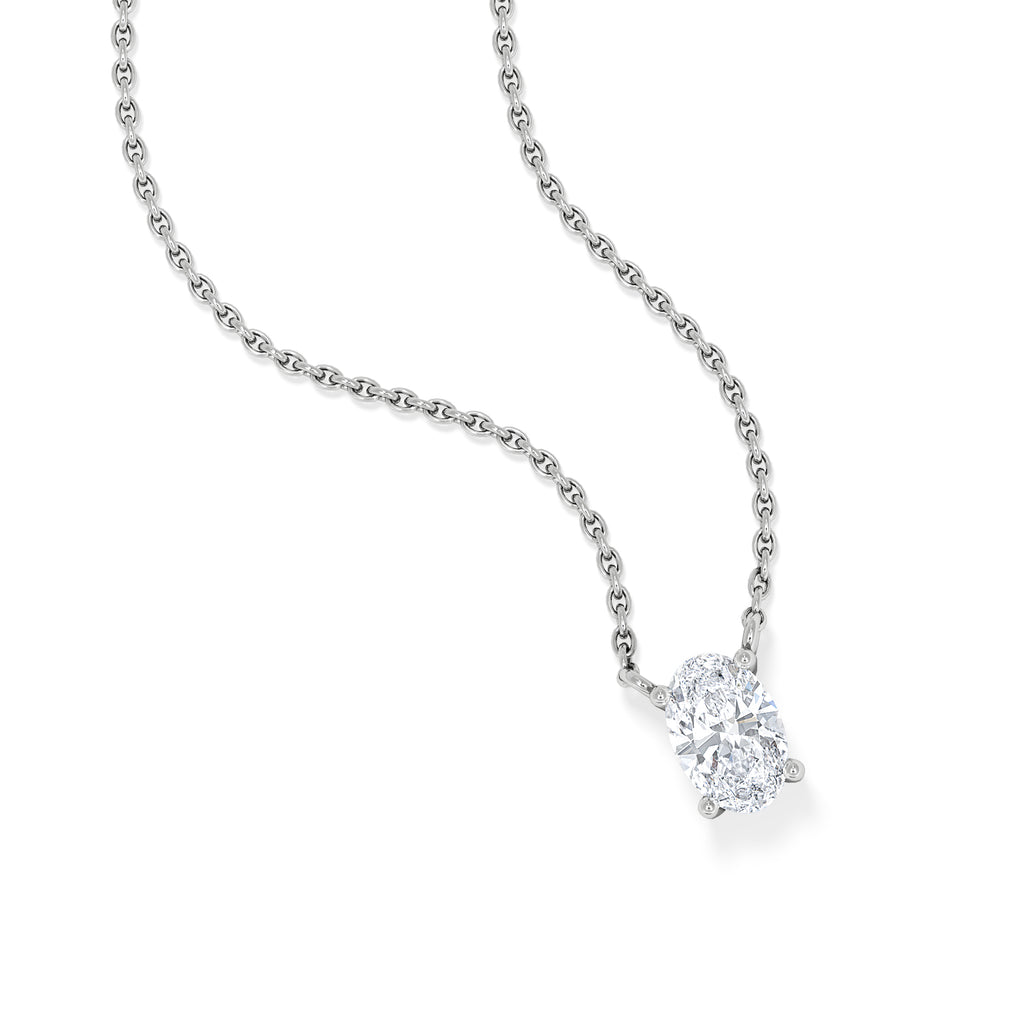 Wanderlust Floating Oval Cut Lab Diamond Solitaire Necklace 0.50ct H/SI in 9K White Gold