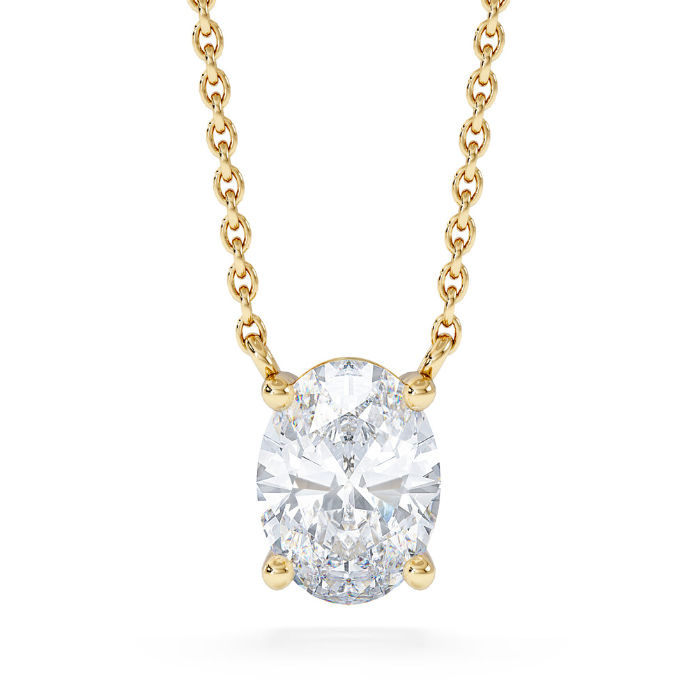Wanderlust Floating Oval Cut Lab Diamond Solitaire Necklace 1.00ct H/SI in 9K Gold