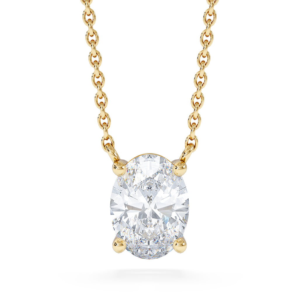Wanderlust Floating Oval Cut Lab Diamond Solitaire Necklace 1.00ct H/SI in 9K Gold