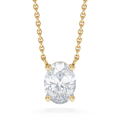 Wanderlust Floating Oval Cut Lab Diamond Solitaire Necklace 1.00ct H/SI in 9K Gold