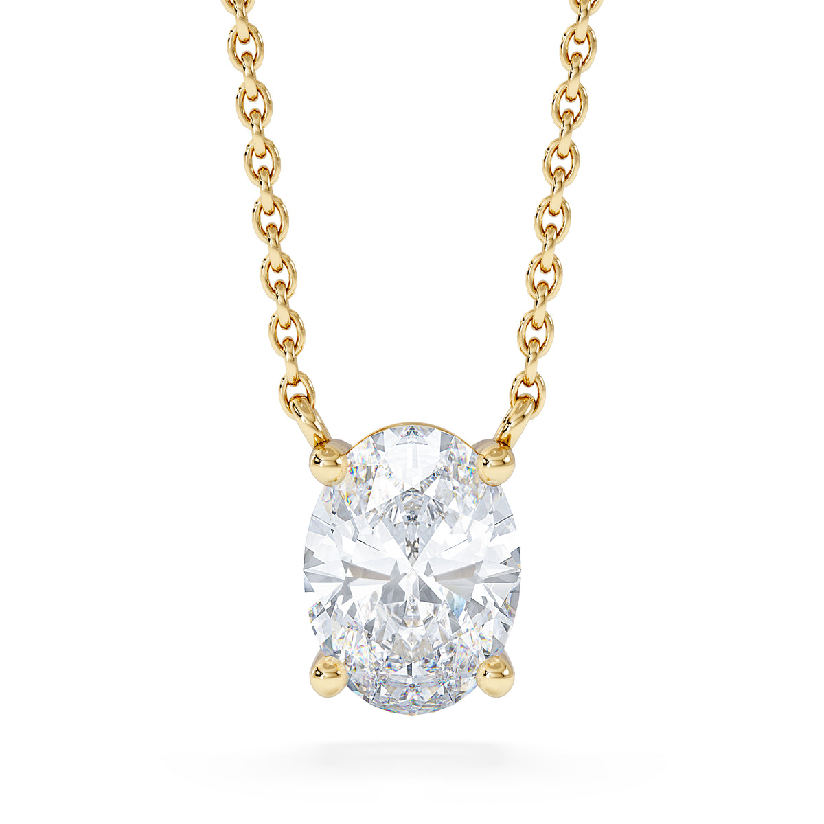 Wanderlust Floating Oval Cut Lab Diamond Solitaire Necklace 1.00ct H/SI in 9K Gold