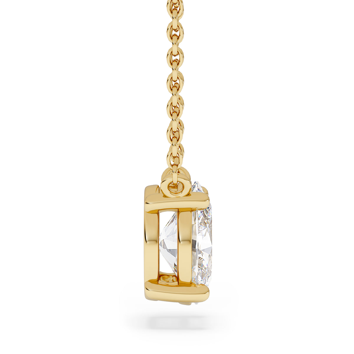 Wanderlust Floating Oval Cut Lab Diamond Solitaire Necklace 1.00ct H/SI in 9K Gold