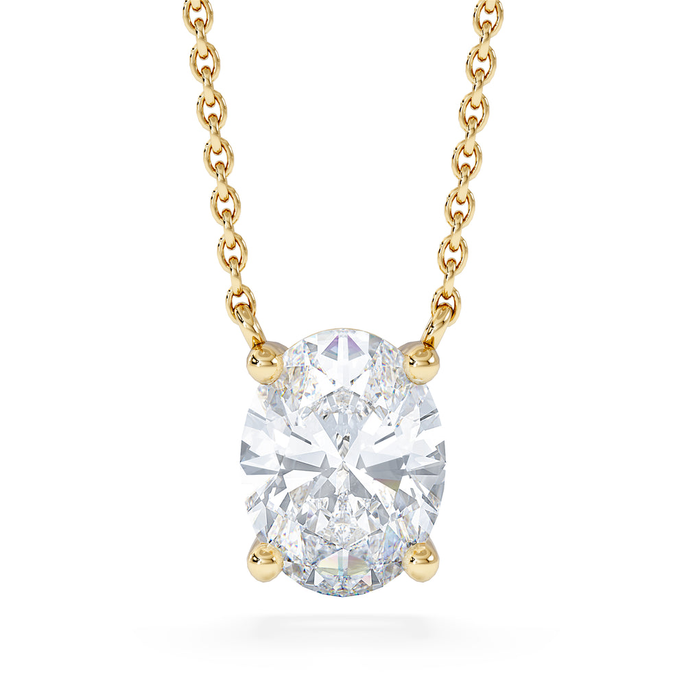 Wanderlust Floating Oval Cut Lab Diamond Solitaire Necklace 1.50ct H/SI in 9K Gold
