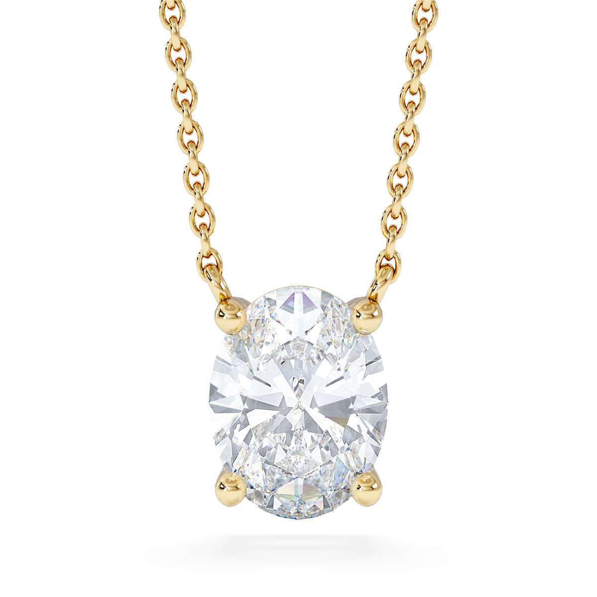 Wanderlust Floating Oval Cut Lab Diamond Solitaire Necklace 1.50ct H/SI in 9K Gold