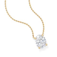 Wanderlust Floating Oval Cut Lab Diamond Solitaire Necklace 2.00ct H/SI in 9K Gold