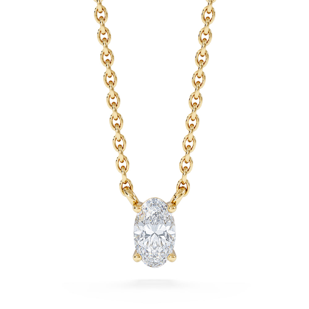Wanderlust Floating Oval Cut Lab Diamond Solitaire Necklace 0.25ct H/SI in 18K Gold Vermeil