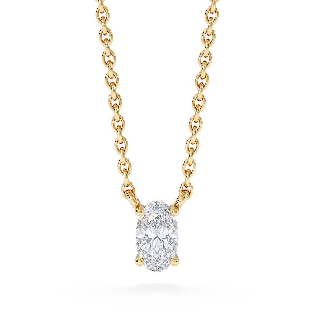 Wanderlust Floating Oval Cut Lab Diamond Solitaire Necklace 0.25ct H/SI in 18K Gold Vermeil