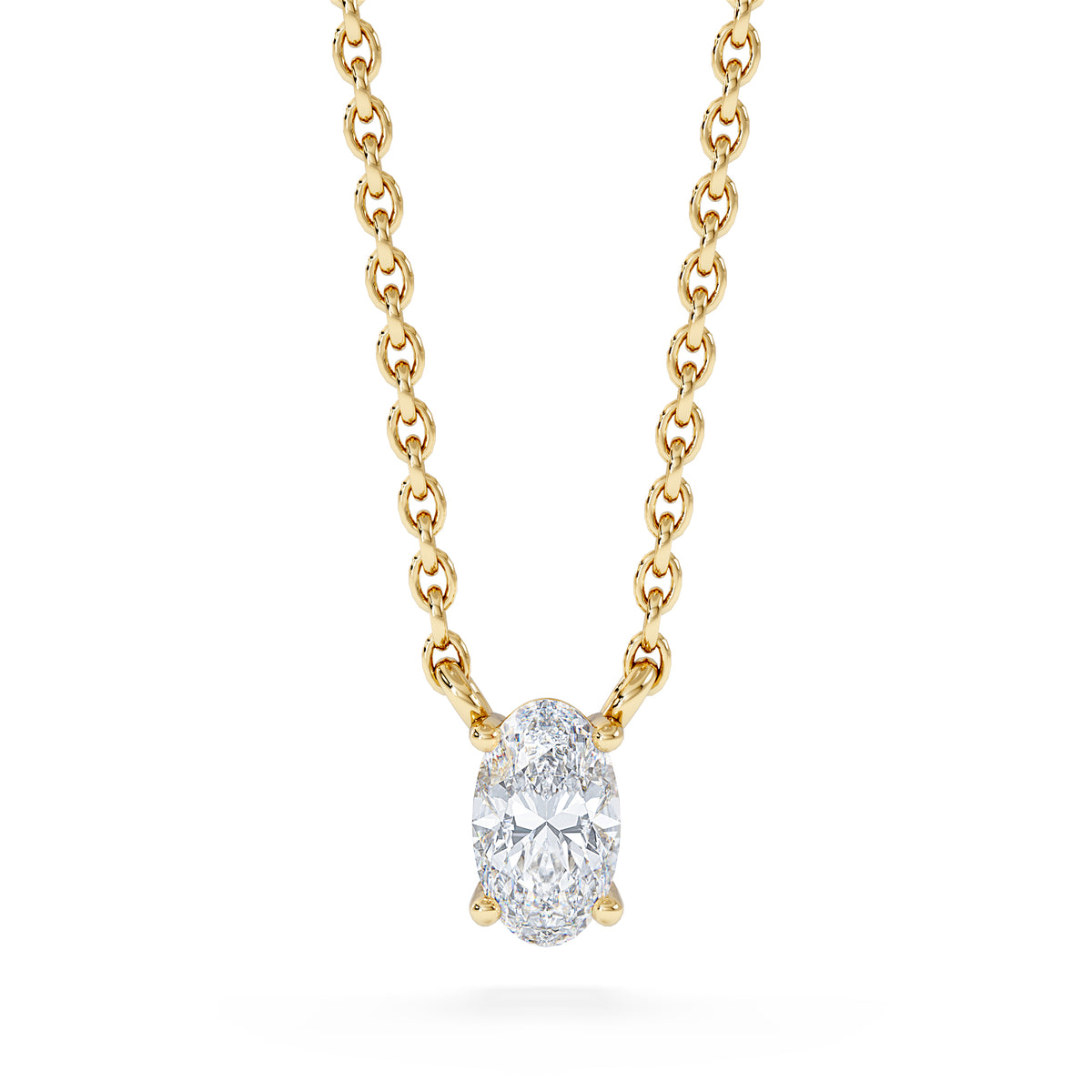 Wanderlust Floating Oval Cut Lab Diamond Solitaire Necklace 0.25ct H/SI in 18K Gold Vermeil