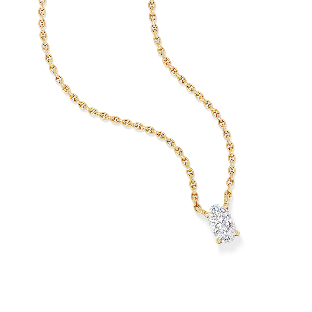 Wanderlust Floating Oval Cut Lab Diamond Solitaire Necklace 0.25ct H/SI in 18K Gold Vermeil