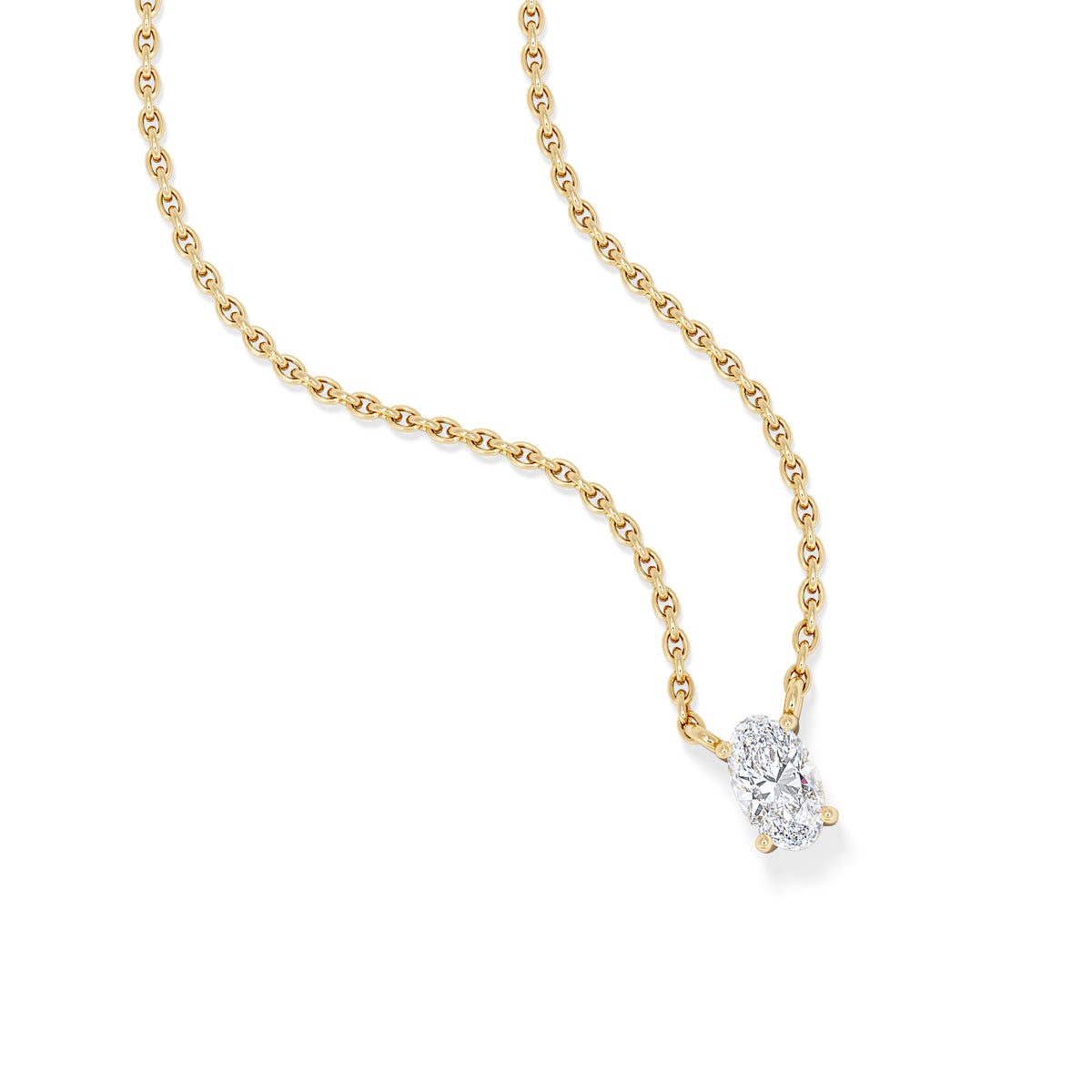 Wanderlust Floating Oval Cut Lab Diamond Solitaire Necklace 0.25ct H/SI in 18K Gold Vermeil
